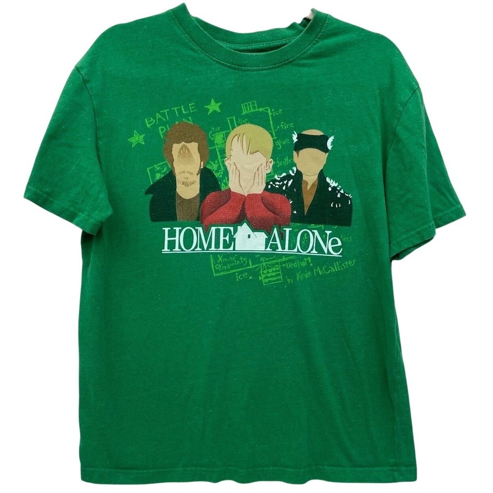 Home‎ Alone Green Graphic T Shirt Large Kevin McCallister Christmas Movie Tee